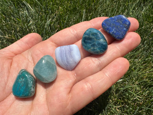 Throat Chakra Stone Set (Tumbled) - Aq, Ag, LL, Ap, Ch