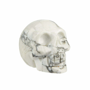White Howlite Skull - Polished Stone Sculpture