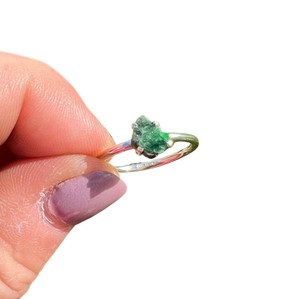 Raw Emerald Sterling Silver Ring (Size 4 to 10) 