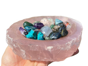 Rose Quartz Bowl (rough edge, polished top) 
