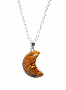 Tigers Eye Stone Crescent Moon Pendant