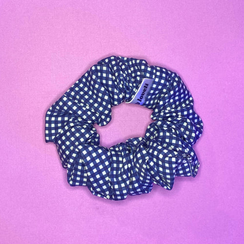 Navy Gingham Regular Scrunchie