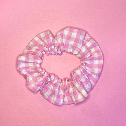 Pink Gingham Skinny Scrunchie